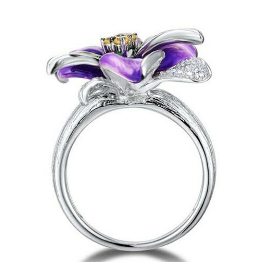 Flower 925 Silver  Silver Citrine Ring New - Picture 3 of 4